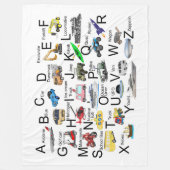 輸送車両英語アルファベット フリースブランケット (正面)