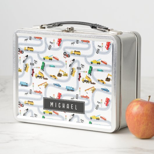 輸送車両車とトラック道路交通 メタルランチボックス (インサイチュ)