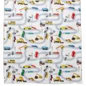 輸送車両車トラック道路ボーイズ シャワーカーテン (正面)