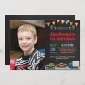 輸送車誕生日写真招待状 招待状 (正面/裏面)