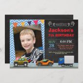 輸送車誕生日写真招待状 招待状 (正面/裏面)