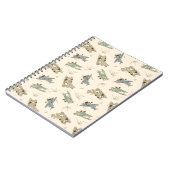 轟くアートデコの複葉機 - 青緑の模様 ノートブック (左側)