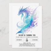 轟音おもしろいドラゴンアドベンチャー誕生日 招待状 (正面/裏面)