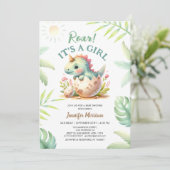 轟音かわいいディノ恐竜の赤ちゃんシャワー 招待状 (スタンド正面)