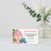 轟音これは恐竜の女の子の赤ちゃんシャワー エンクロージャーカード (スタンド正面)