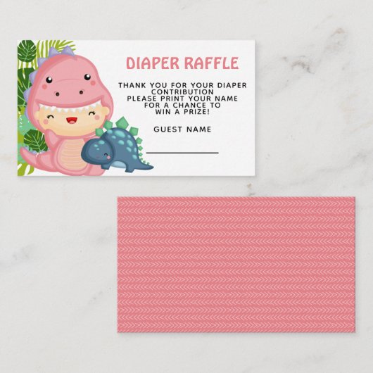 轟音これは恐竜の女の子の赤ちゃんシャワー エンクロージャーカード (正面/裏面)