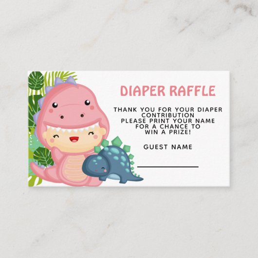 轟音これは恐竜の女の子の赤ちゃんシャワー エンクロージャーカード (正面)
