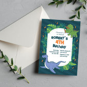 轟音でおもしろい!手描き恐竜誕生日 招待状