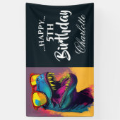 轟音のある青い恐竜の誕生日 横断幕 (縦)