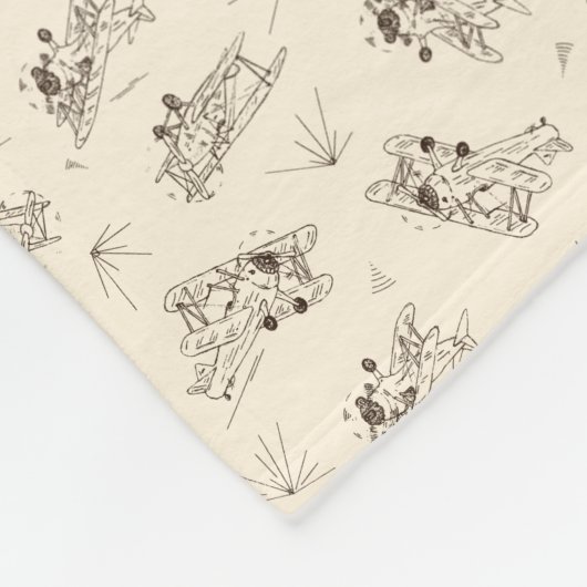 轟音のアールデコの飛行機 – スケッチパターン。 フリースブランケット (角)