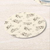 轟音のアールデコの飛行機 – スケッチパターン。 ラウンドペーパーコースター (アングル)
