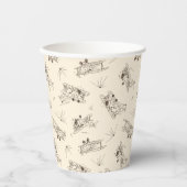 轟音のアールデコの飛行機 – スケッチパターン。 紙コップ (正面)