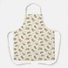 轟音のアールデコの飛行機 – 青い緑のパターン。 エプロン