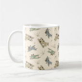 轟音のアールデコの飛行機 – 青い緑のパターン。 コーヒーマグカップ (左)