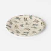 轟音のアールデコの飛行機 – 青い緑のパターン。 ペーパープレート (アングル)