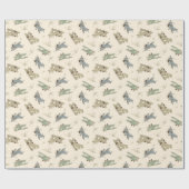 轟音のアールデコの飛行機 – 青い緑のパターン。 ラッピングペーパー (フラット)