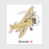轟音のアールデコの飛行機 – 黄独身の色。 シール (シート)