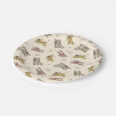 轟音のアールデコのBi飛行機 – 赤い黄色のパターン。 ペーパープレート (アングル)