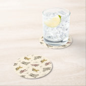 轟音のアールデコのBi飛行機 – 赤い黄色のパターン。 ラウンドペーパーコースター (インサイチュ)