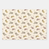 轟音のアールデコのBi飛行機 – 赤い黄色のパターン。 ラッピングペーパーシート (正面)