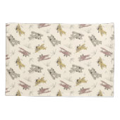 轟音のアールデコのBi飛行機 – 赤い黄色のパターン。 枕カバー (裏面)