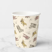 轟音のアールデコのBi飛行機 – 赤い黄色のパターン。 紙コップ (裏面)