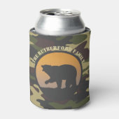 轟音のクマと迷彩柄 缶クーラー (缶正面)