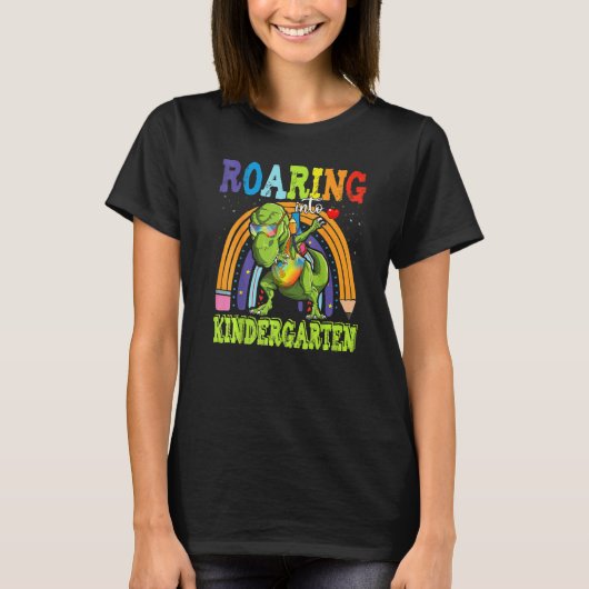轟音の幼稚園の恐竜レックス新学期 Tシャツ (正面)