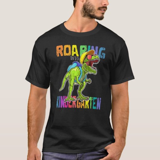 轟音の幼稚園の恐竜レックス新学期 Tシャツ (正面)