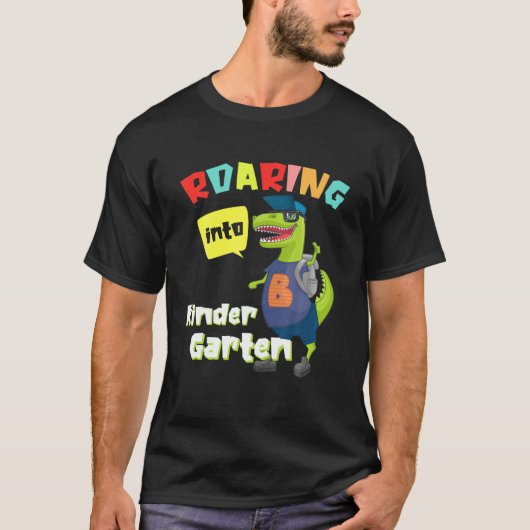 轟音の幼稚園恐竜Tレックス新学期 Tシャツ (正面)