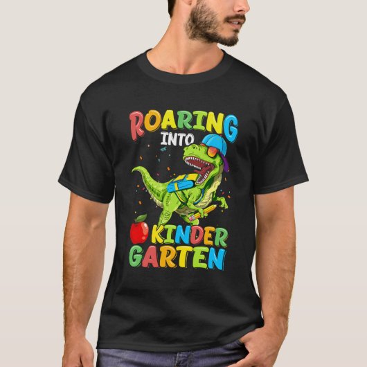 轟音の幼稚園恐竜Tレックス新学期 Tシャツ (正面)