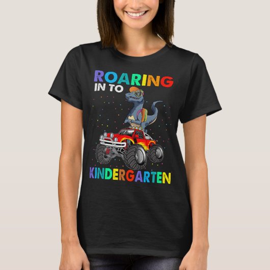 轟音の幼稚園恐竜Tレックス新学期 Tシャツ (正面)