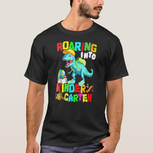 轟音の幼稚園恐竜Tレックス新学期 Tシャツ (正面)