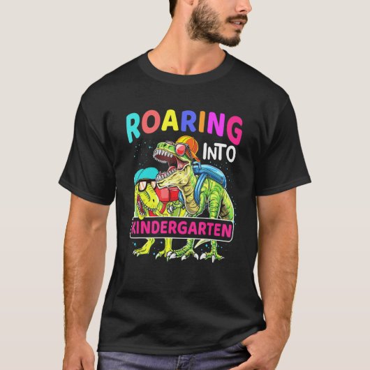 轟音の幼稚園恐竜Tレックス新学期 Tシャツ (正面)