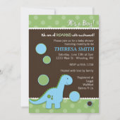 轟音の恐竜のベビーシャワー招待状 招待状 (正面)