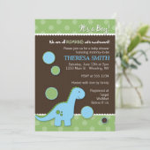 轟音の恐竜のベビーシャワー招待状 招待状 (スタンド正面)