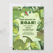 轟音の恐竜の子誕生日 招待状 (正面)