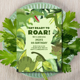 轟音の恐竜の子誕生日 招待状