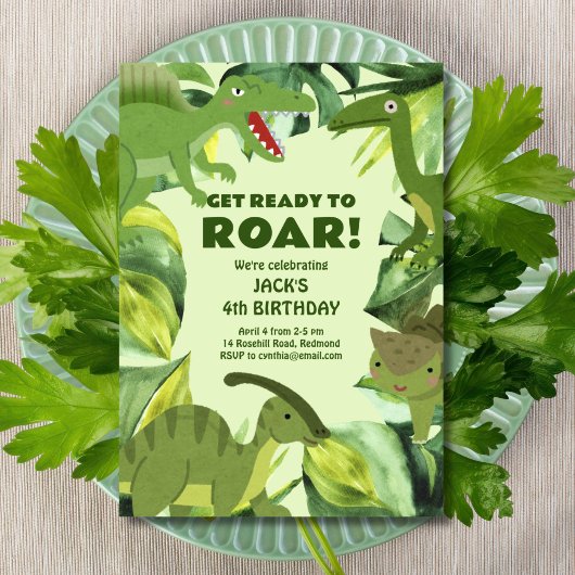 轟音の恐竜の子誕生日 招待状