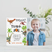 轟音の恐竜ジャングル誕生日写真サンキューカード サンキューカード (スタンド正面)