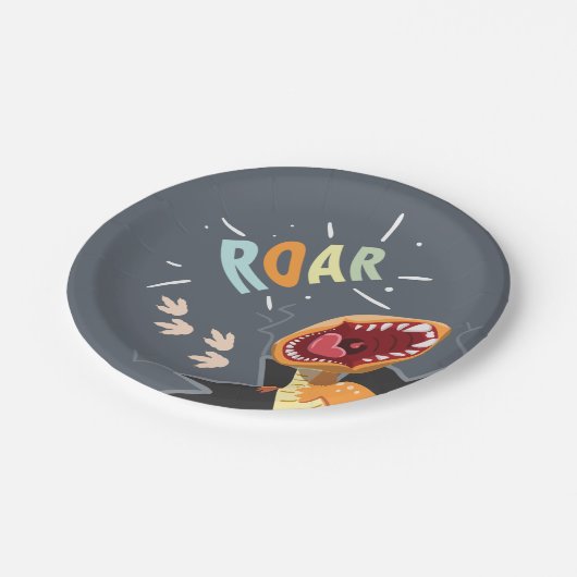 轟音の恐竜ベビーシャワーディノ紙プレート少年 ペーパープレート (アングル)