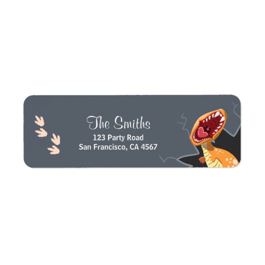 轟音の恐竜ベビーシャワー差出人住所ラベル ラベル (正面)