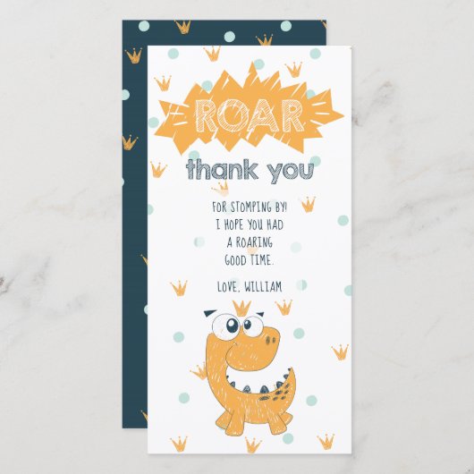 轟音の恐竜誕生日サンキューカード サンキューカード (正面/裏面)