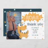 轟音の恐竜誕生日写真サンキューカード サンキューカード (正面/裏面)