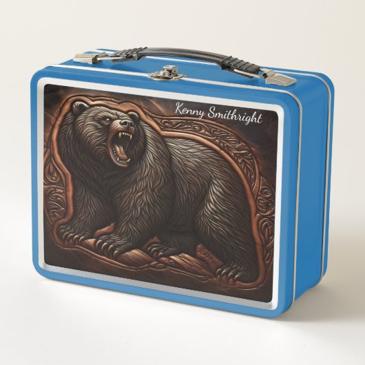 轟音の獣:レザーエッチングの威厳 メタルランチボックス (正面)