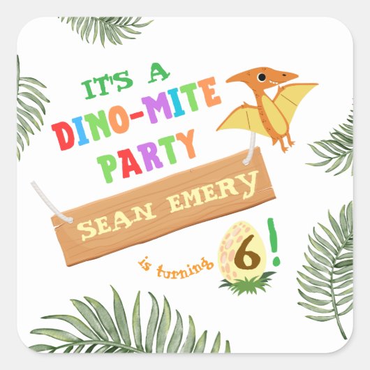 轟音の色：恐竜素晴らしの誕生日 スクエアシール (正面)