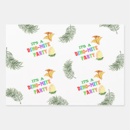 轟音の色:恐竜素晴らしの誕生日 ラッピングペーパーシート