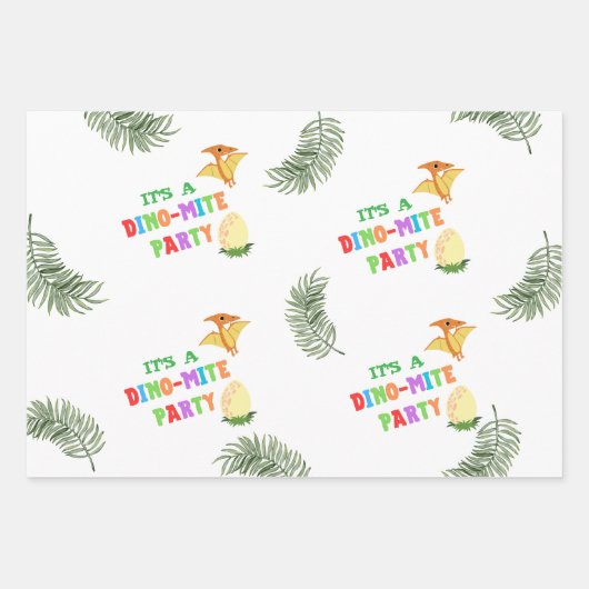 轟音の色:恐竜素晴らしの誕生日 ラッピングペーパーシート (正面)