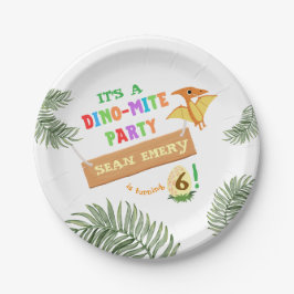轟音の色:恐竜素晴らし誕生日招待状 ペーパープレート
