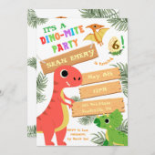 轟音の色：恐竜素晴らし誕生日招待状 招待状 (正面/裏面)